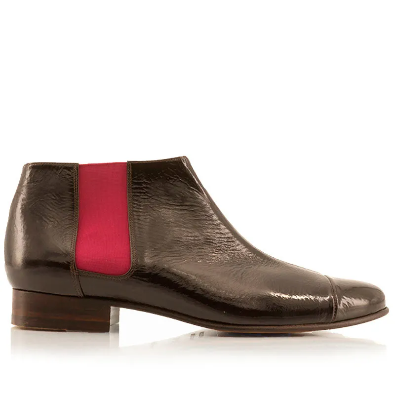 Bégum Paris Lucrèce vogue bottines vernies marron foncé talon 2 cm
