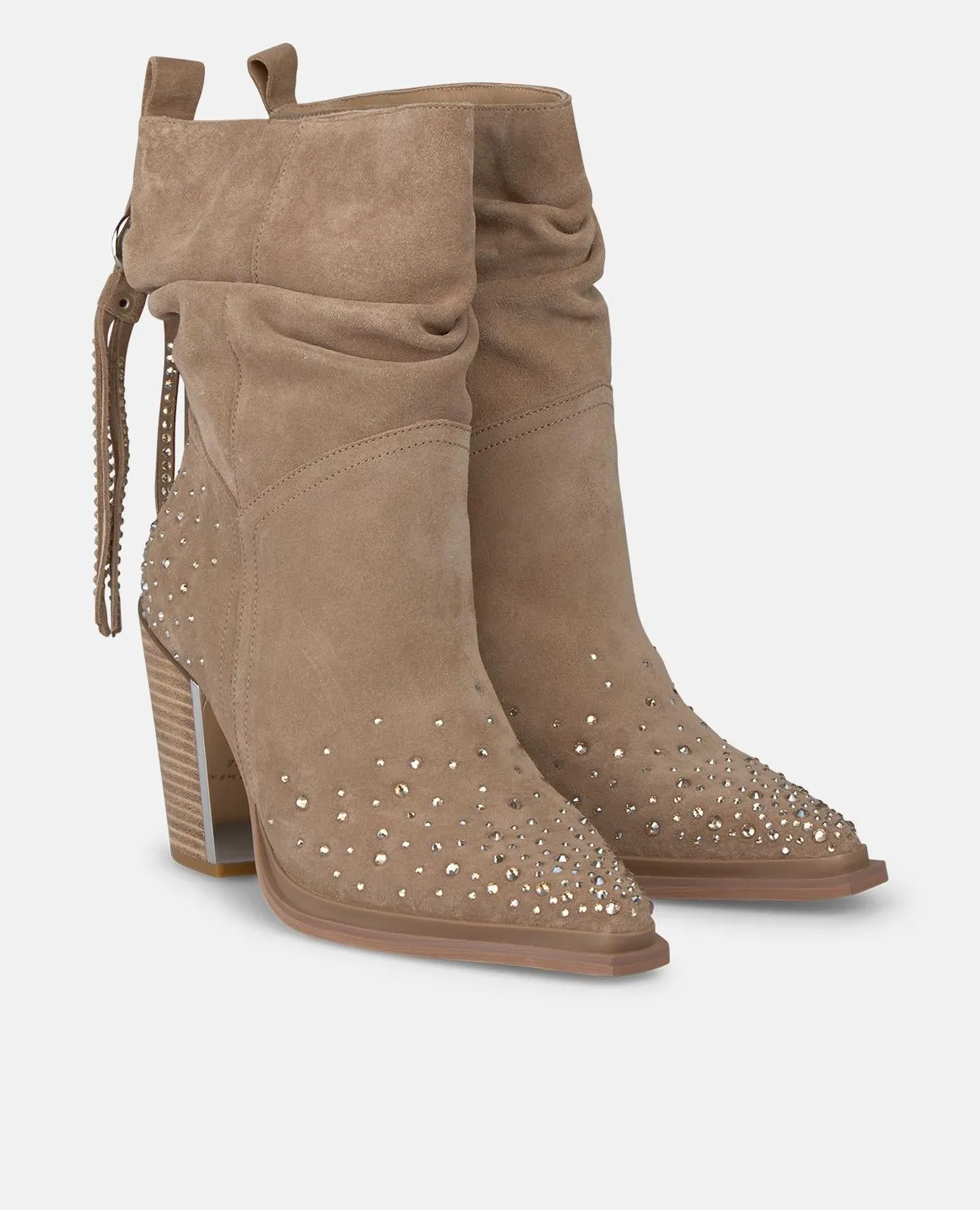 Alma en Pena I250707 bottines cowboy vison franges talon 9,5 cm