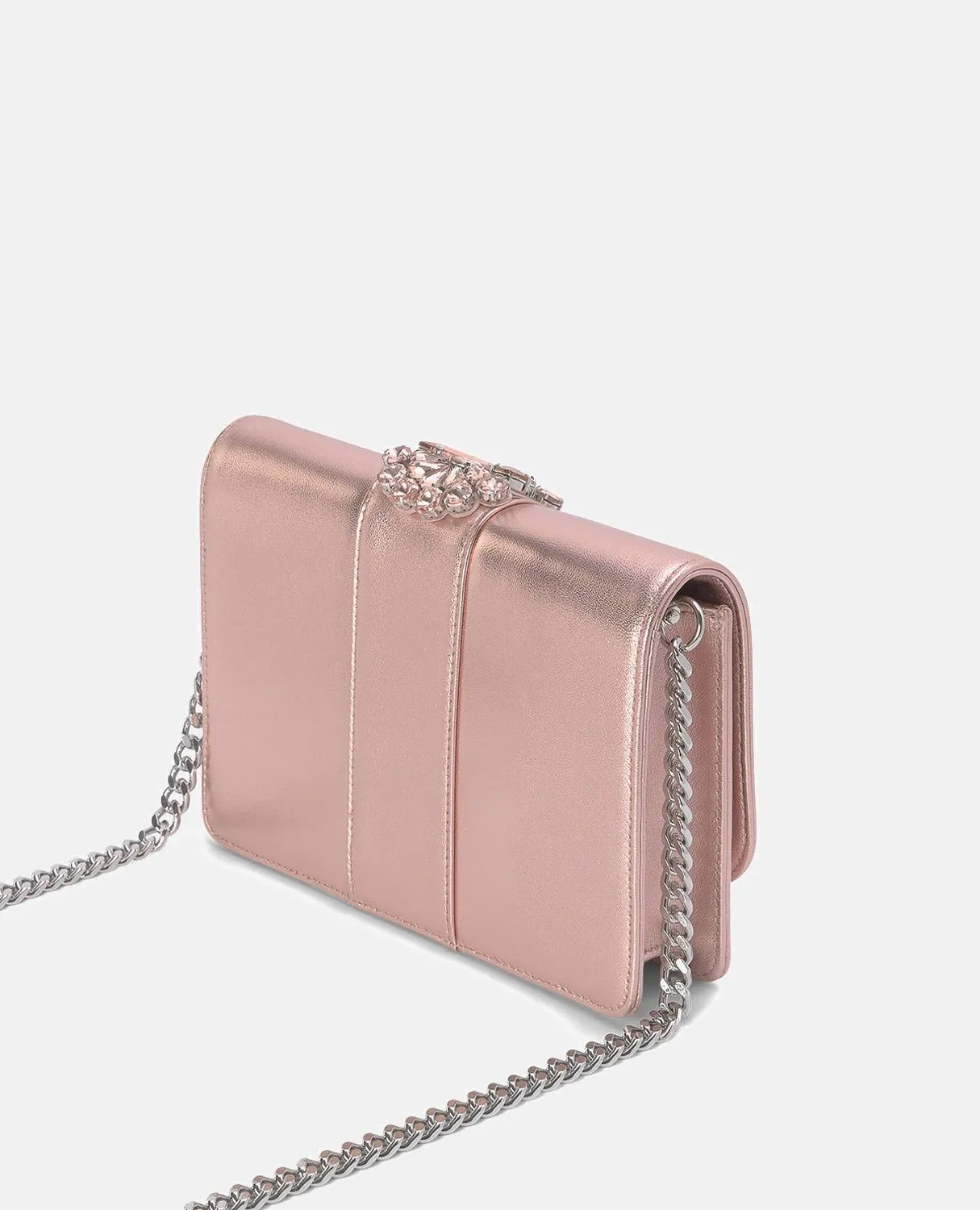 Alma en Pena BG103 pochette clutch cuir rose strass