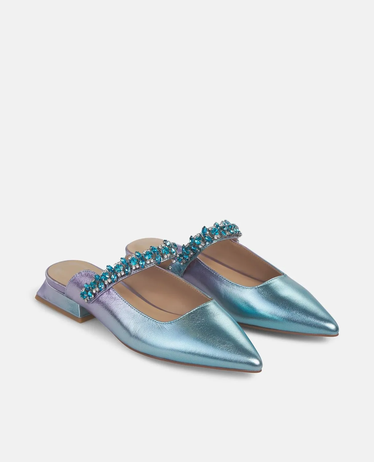 Alma en Pena V250491 escarpins bleus cuir talon 2 cm