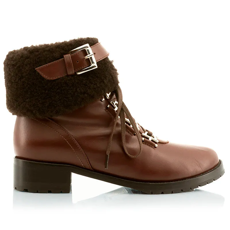 Bégum Paris Igloo bottines fourrées cacao agneau 3 cm