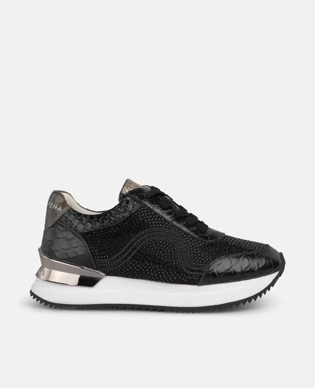 Alma en Pena I251503 sneakers noir strass plateforme 4,5 cm