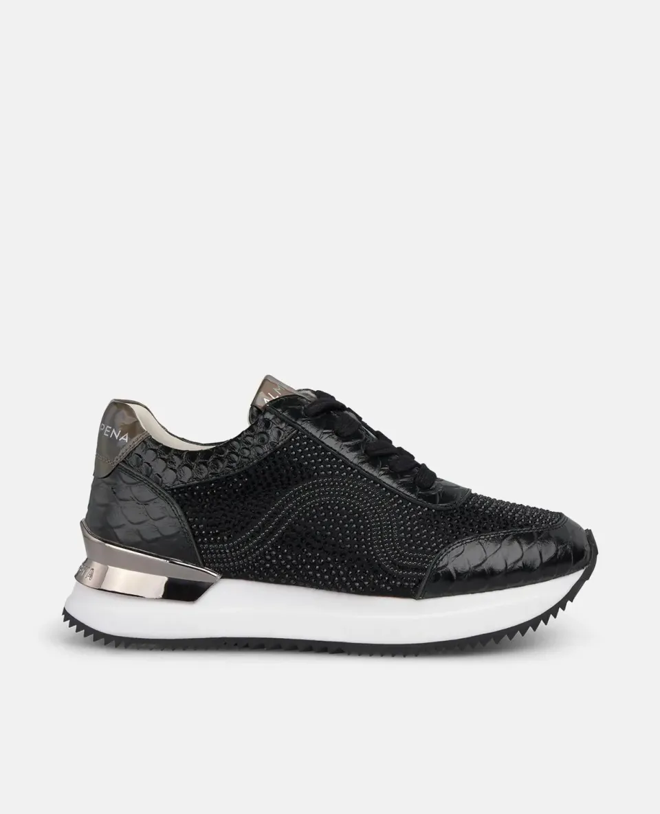 Alma en Pena I251503 sneakers noir strass plateforme 4,5 cm