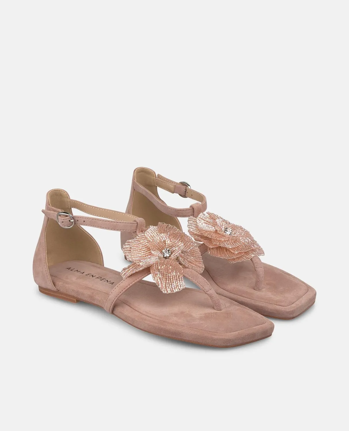 Alma en Pena V251975 sandales roses cuir fleur 1 cm
