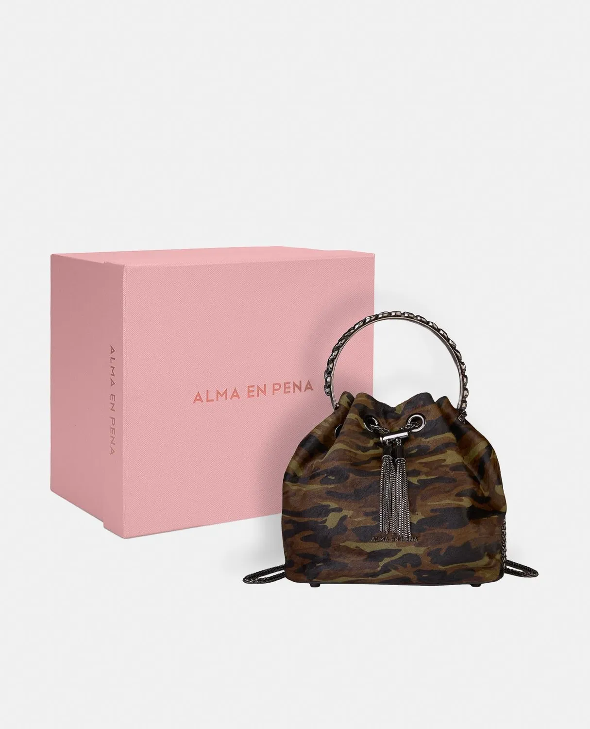 Alma en Pena BG110 sac seau cuir vert bandoulière
