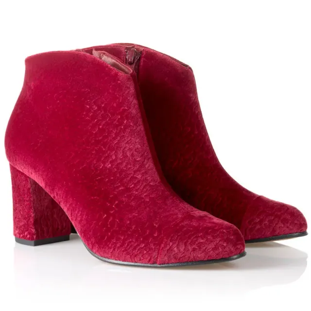 Bégum Paris Innsbruck bottines velours rouge talon 7 cm