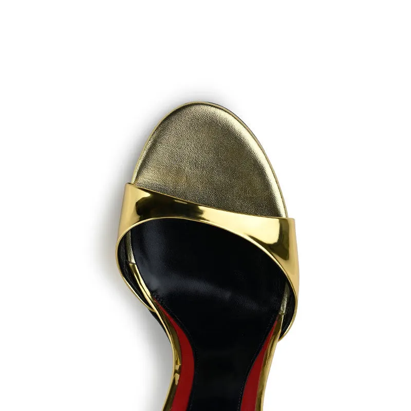 Maison Ernest Lidylle 100 mules or cuir miroir talon 10 cm
