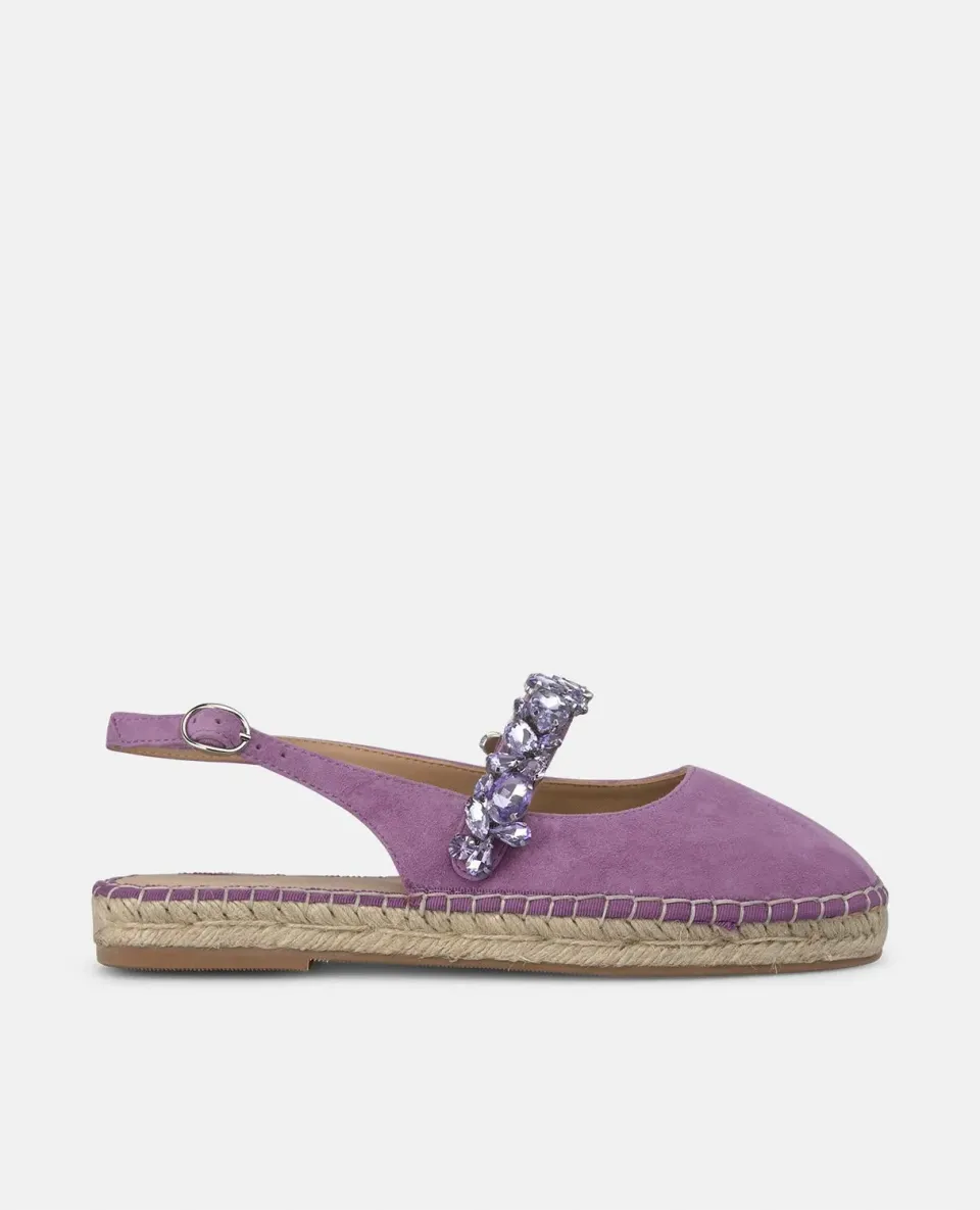Alma en Pena V250253 espadrilles violettes cuir plates strass