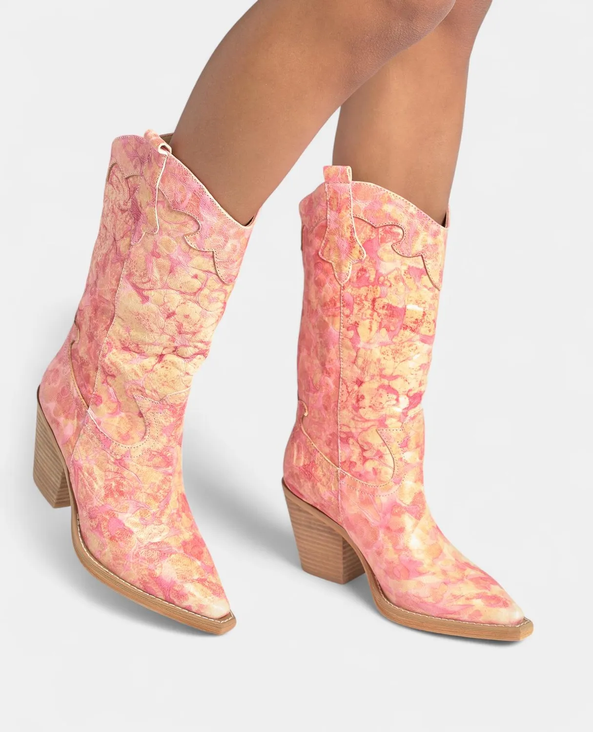 Alma en Pena V250131 bottes corail brodées talon 8 cm