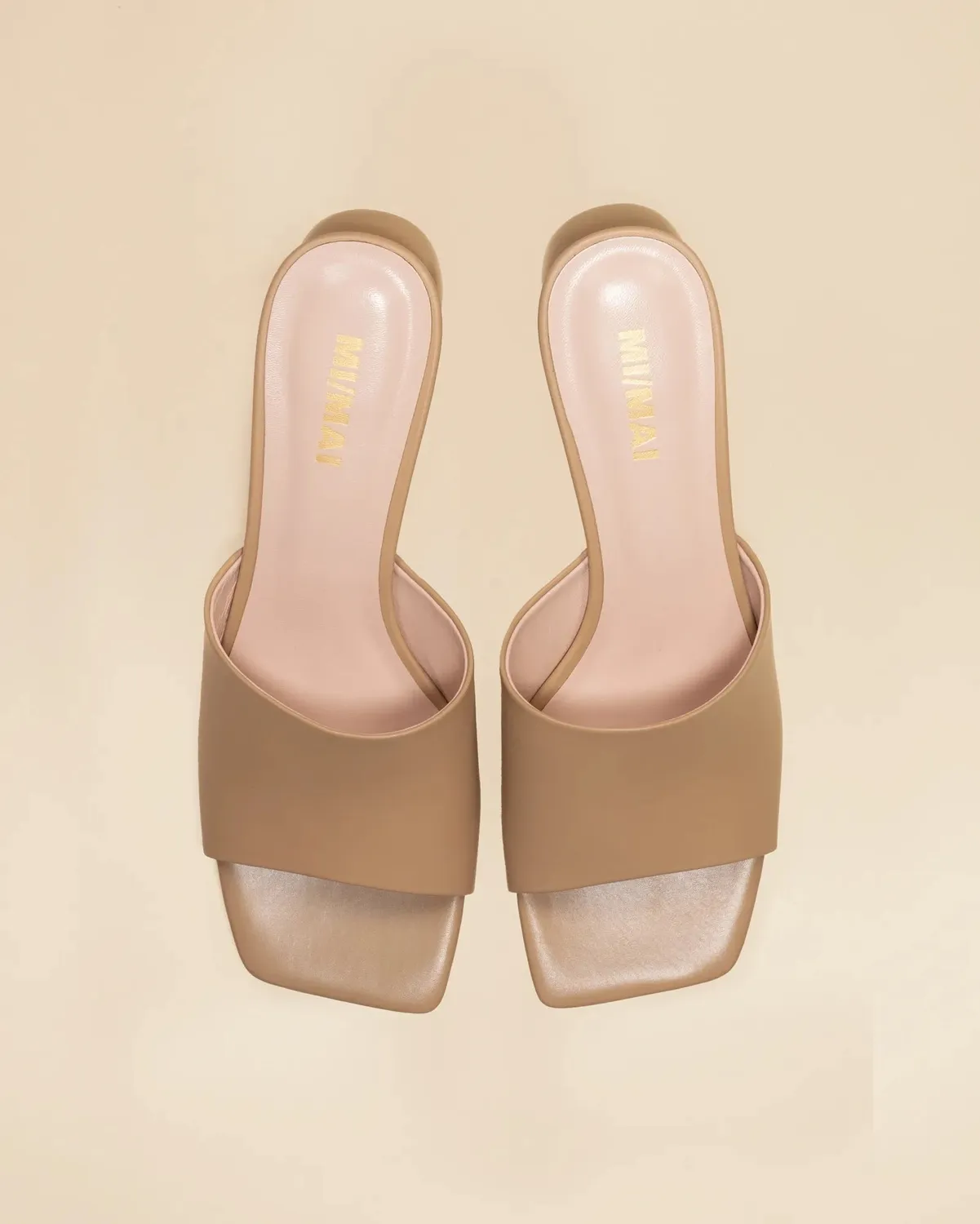 Mi/Mai Gemma Low Nude mules cuir beige talon 5cm