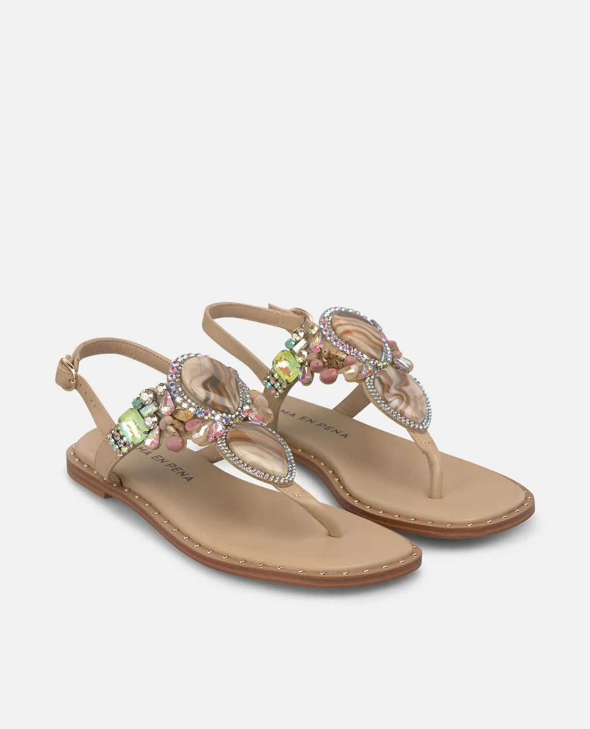 Alma en Pena V268202 sandale plate sable strass