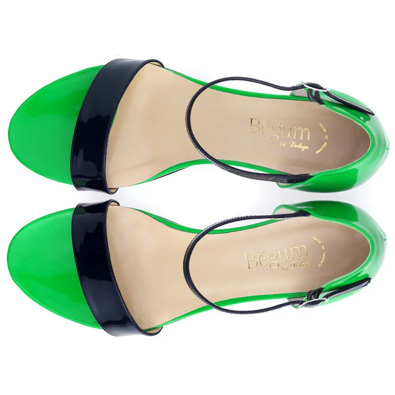 Bégum Paris Monaco ballerines vernis bleu talon 4 cm