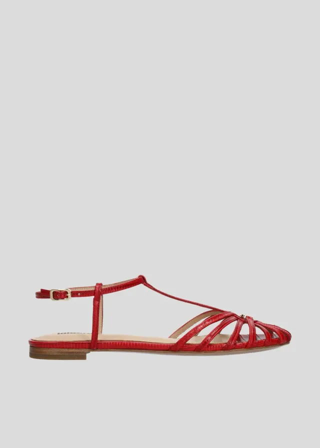 Lola Cruz Tango Flats sandales plates rouge plat