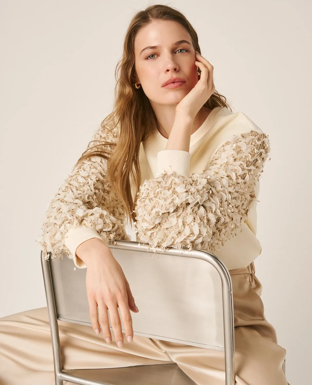 Alma en Pena V26CL0900 sweat blanc manches bouffantes