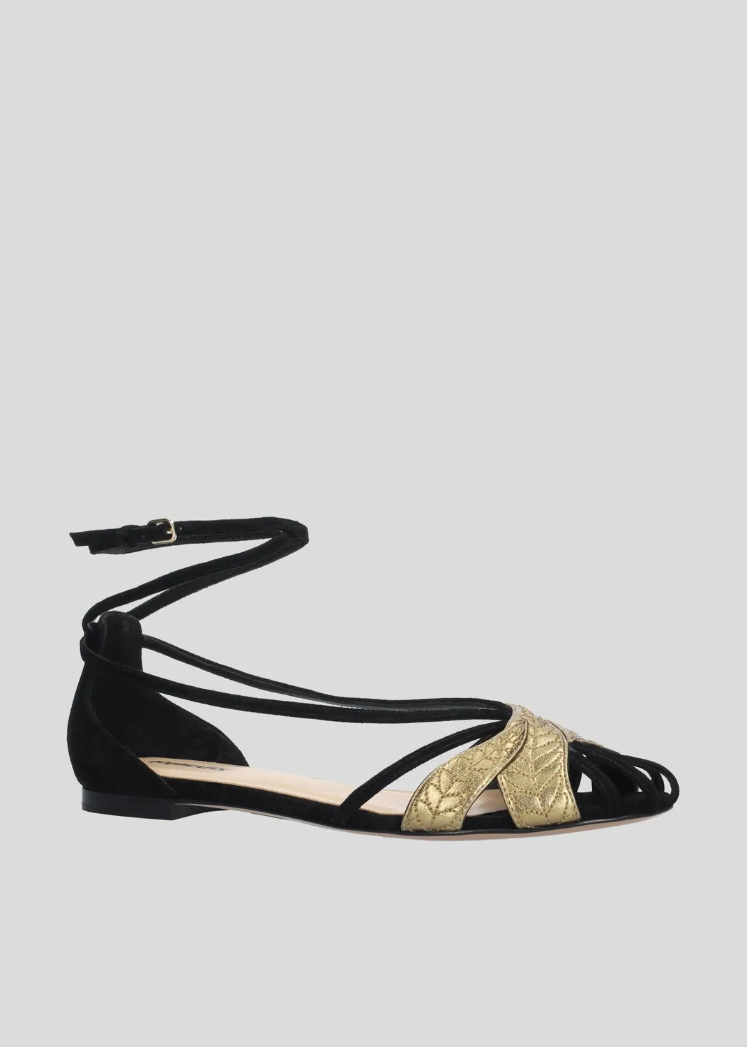 Lola Cruz Hanon sandales plates noires cuir