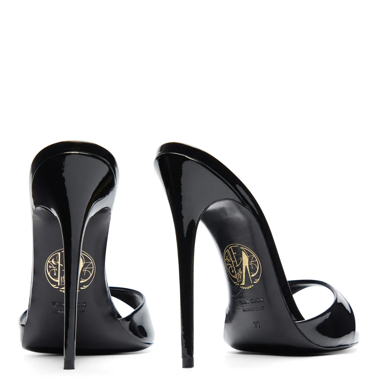 Maison Ernest Lidylle 120 mules noir cuir vernis talon 12 cm