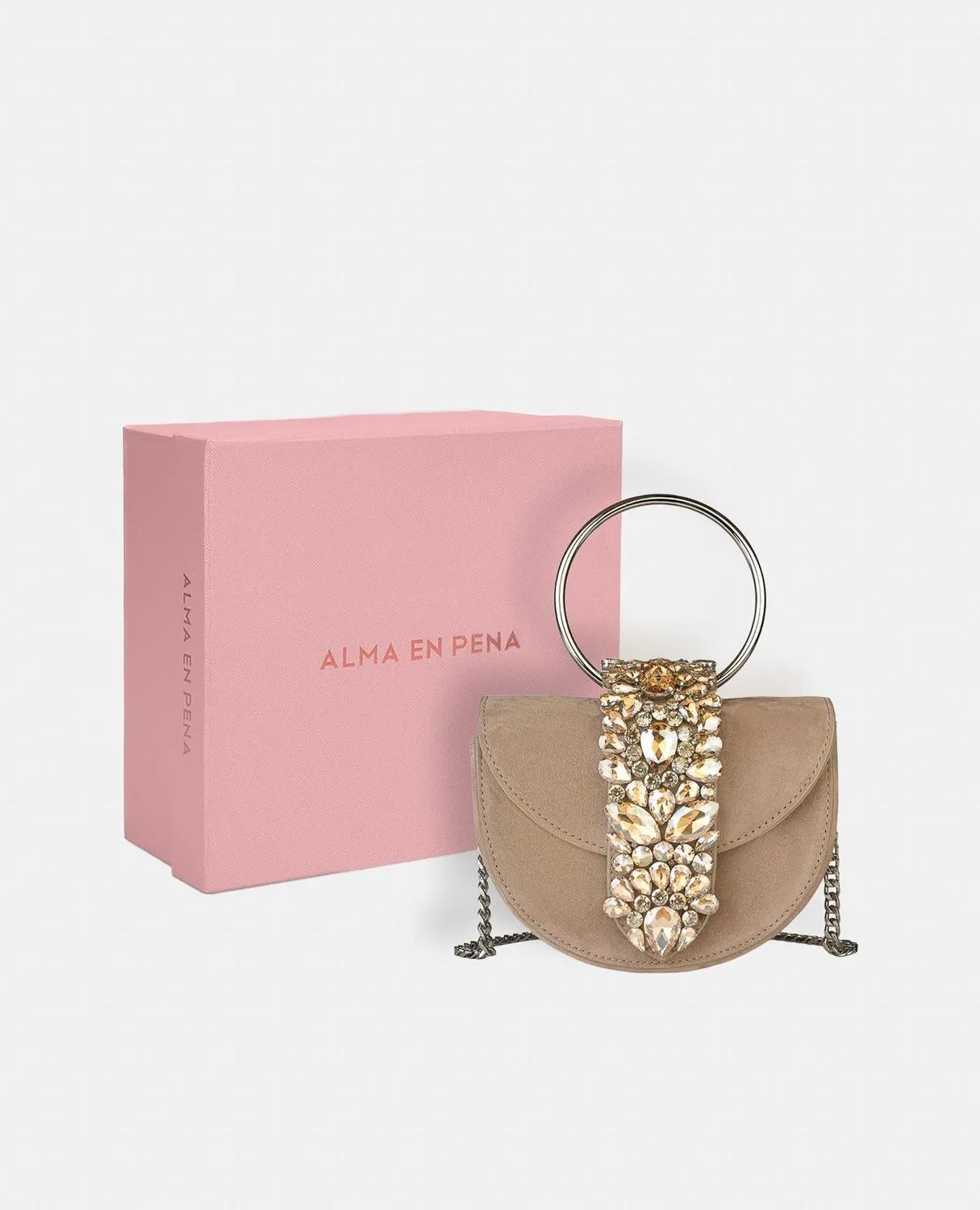 Alma en Pena BG100 sac demi-lune cuir vison chaîne