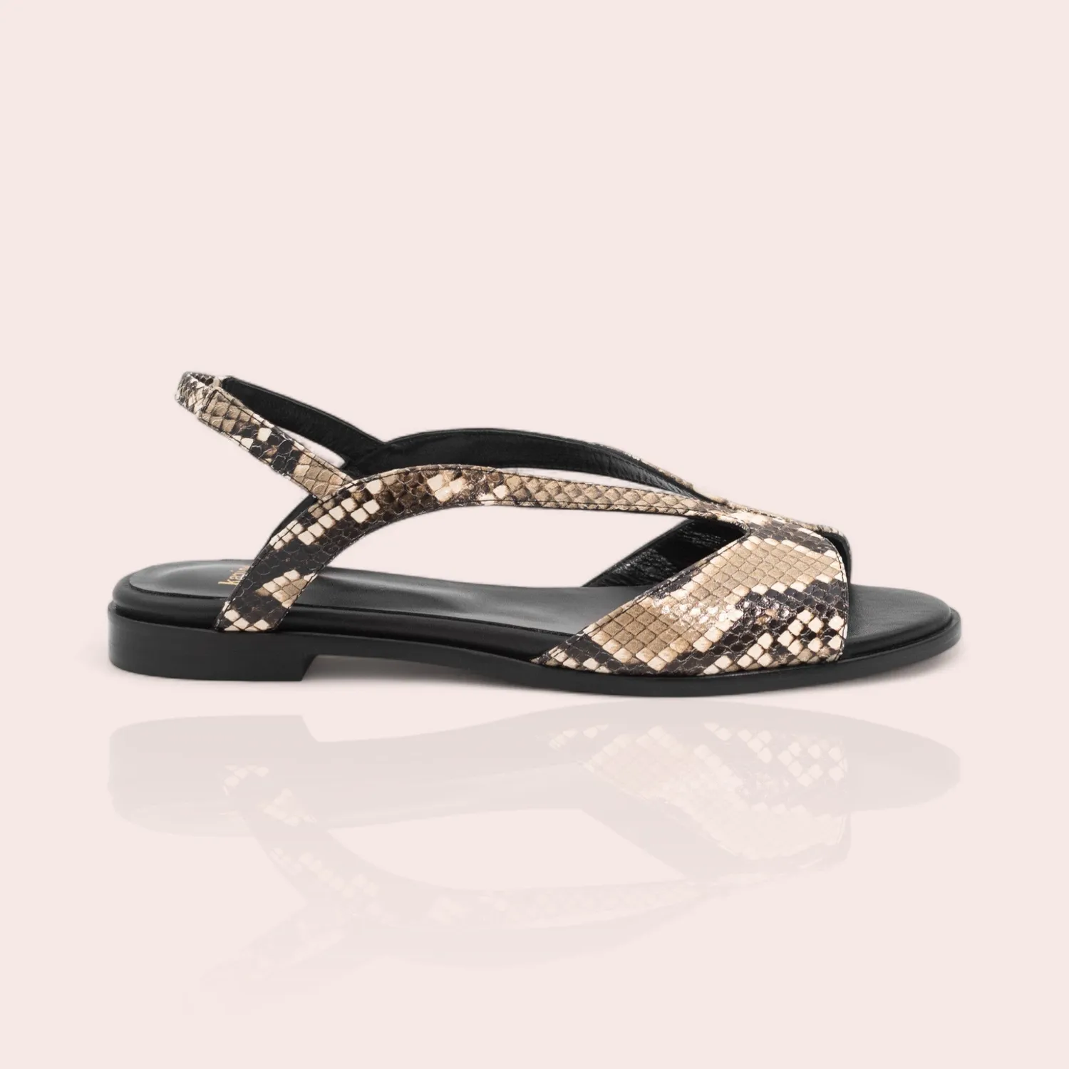 Karine Arabian Yoni sandale plate python taupe