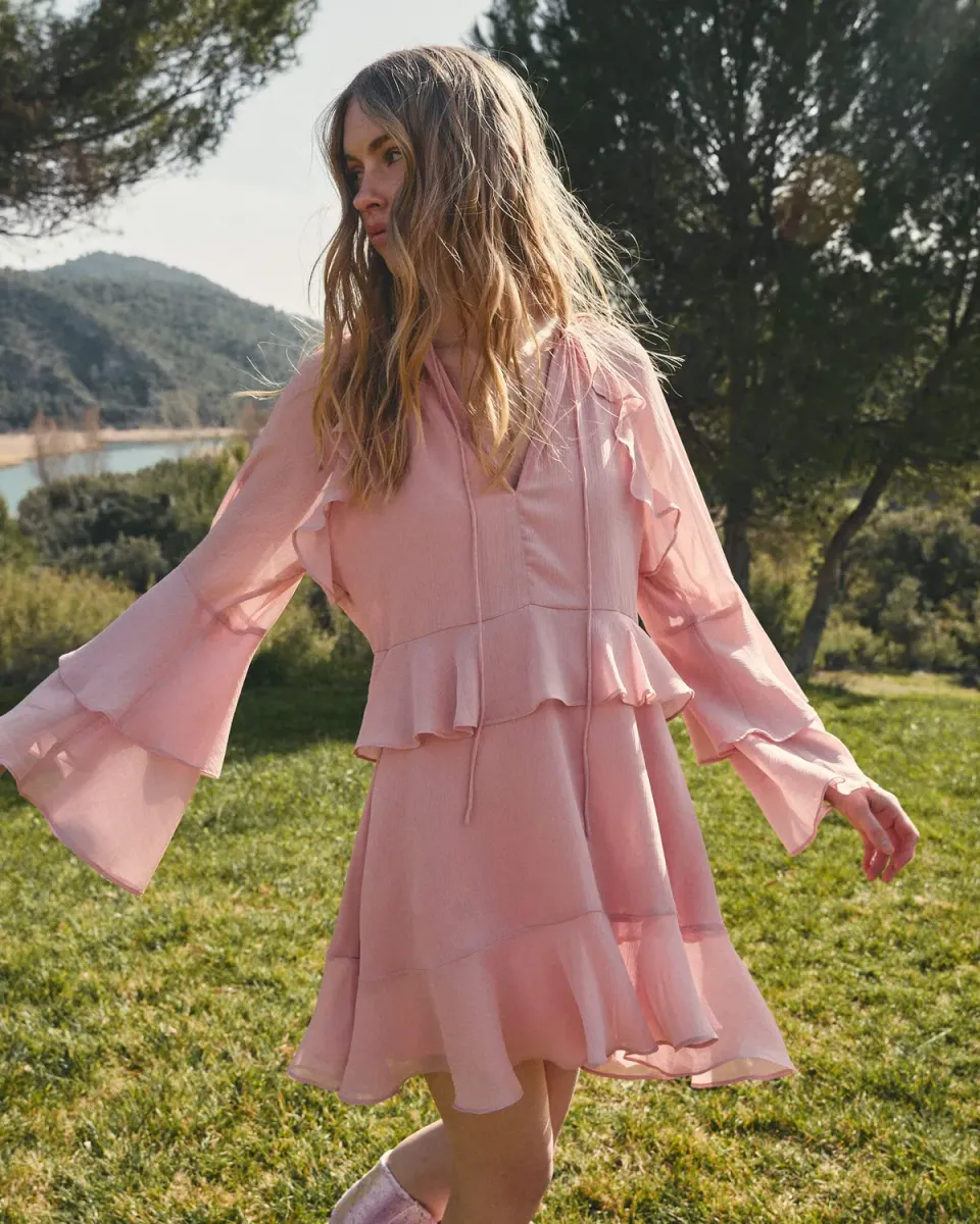 Alma en Pena V26CL0112 robe courte rose fluide S-XXL