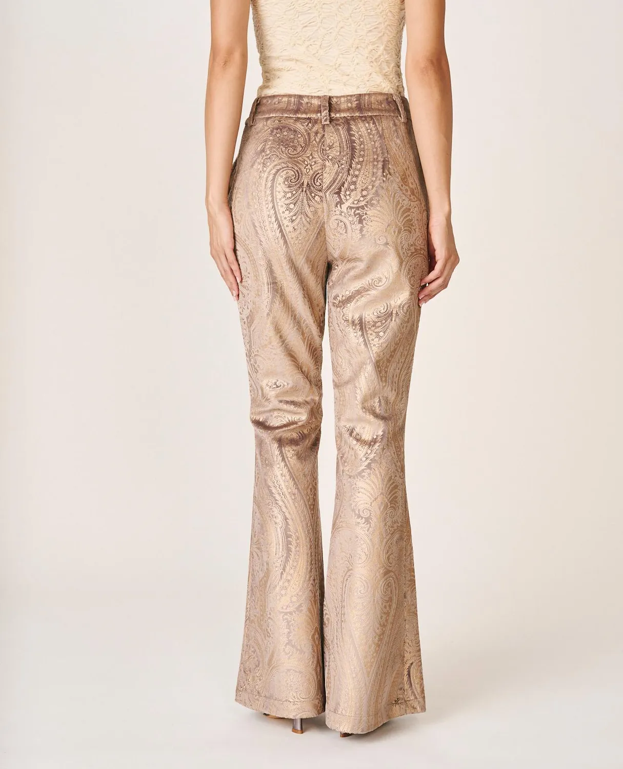 Alma en Pena I26CL1611 pantalon flare doré métallisé