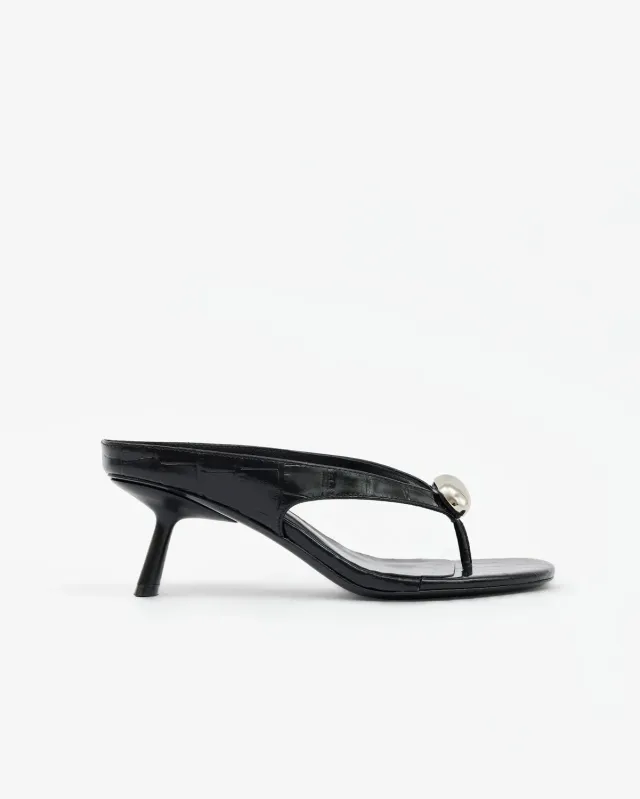 Mi/Mai Cristo High Black Croc sandale cuir noir