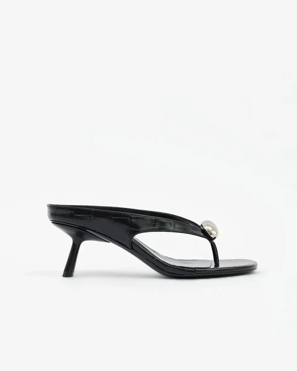 Mi/Mai Cristo High Black Croc sandale cuir noir