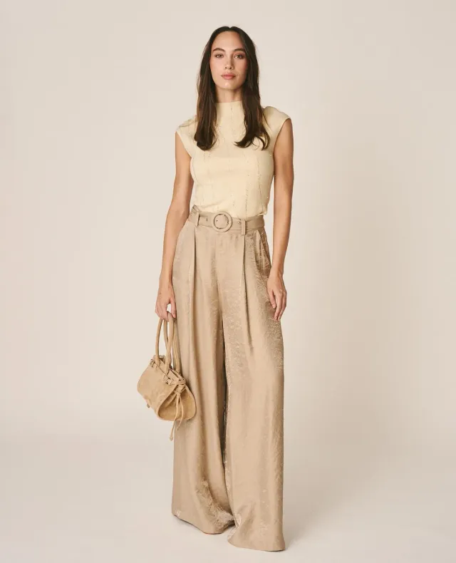 Alma en Pena I26CL1608 pantalon beige satin large