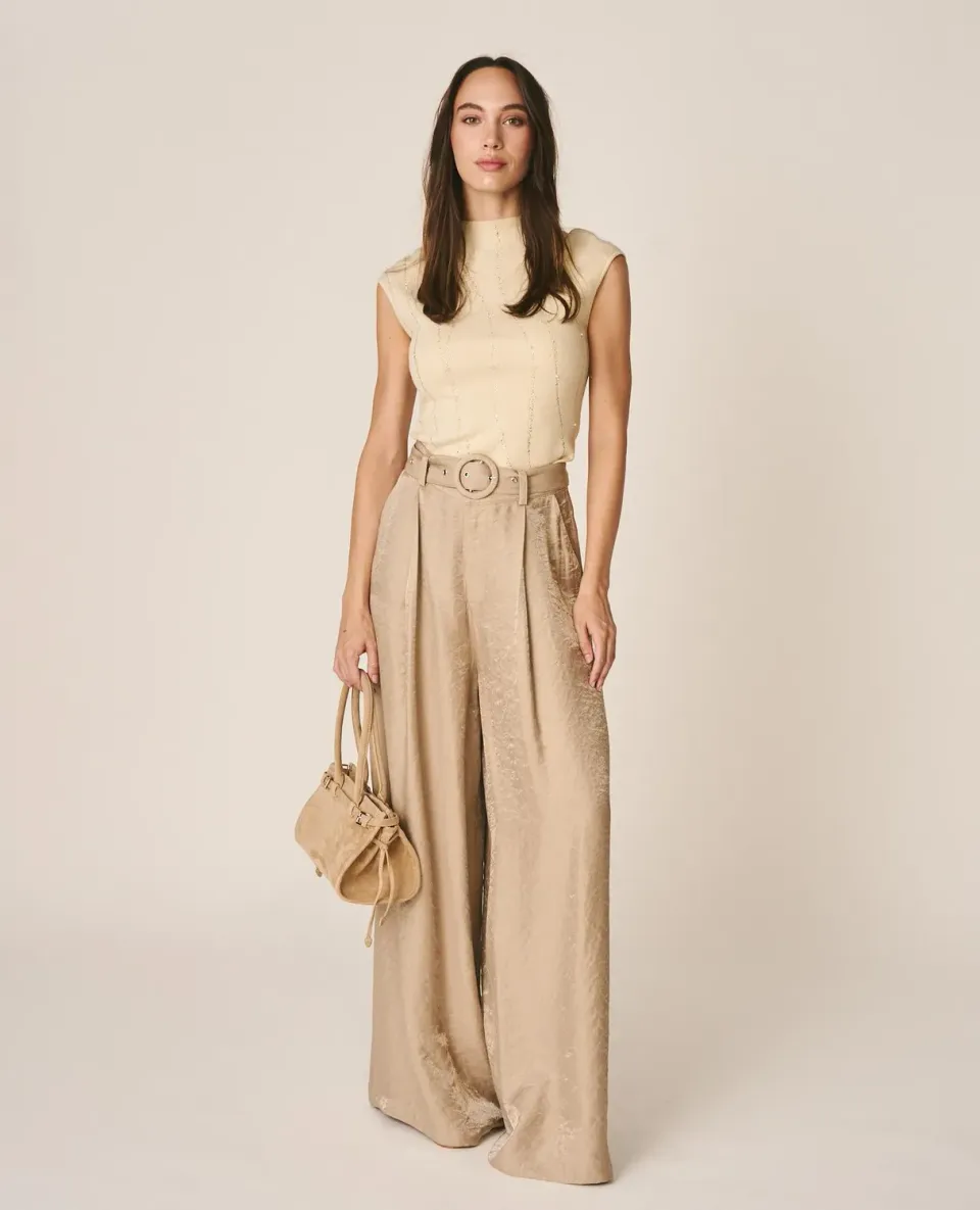 Alma en Pena I26CL1608 pantalon beige satin large