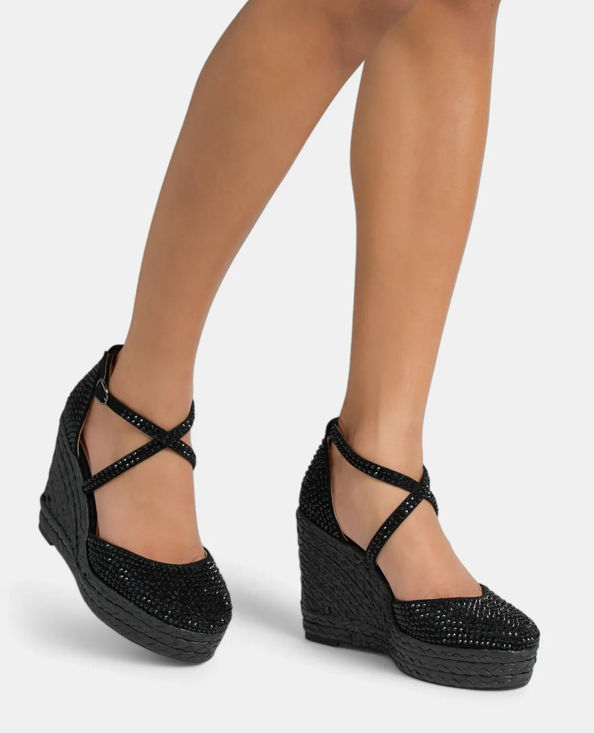 Alma en Pena V2551002 compensées noires strass talon 9,8 cm