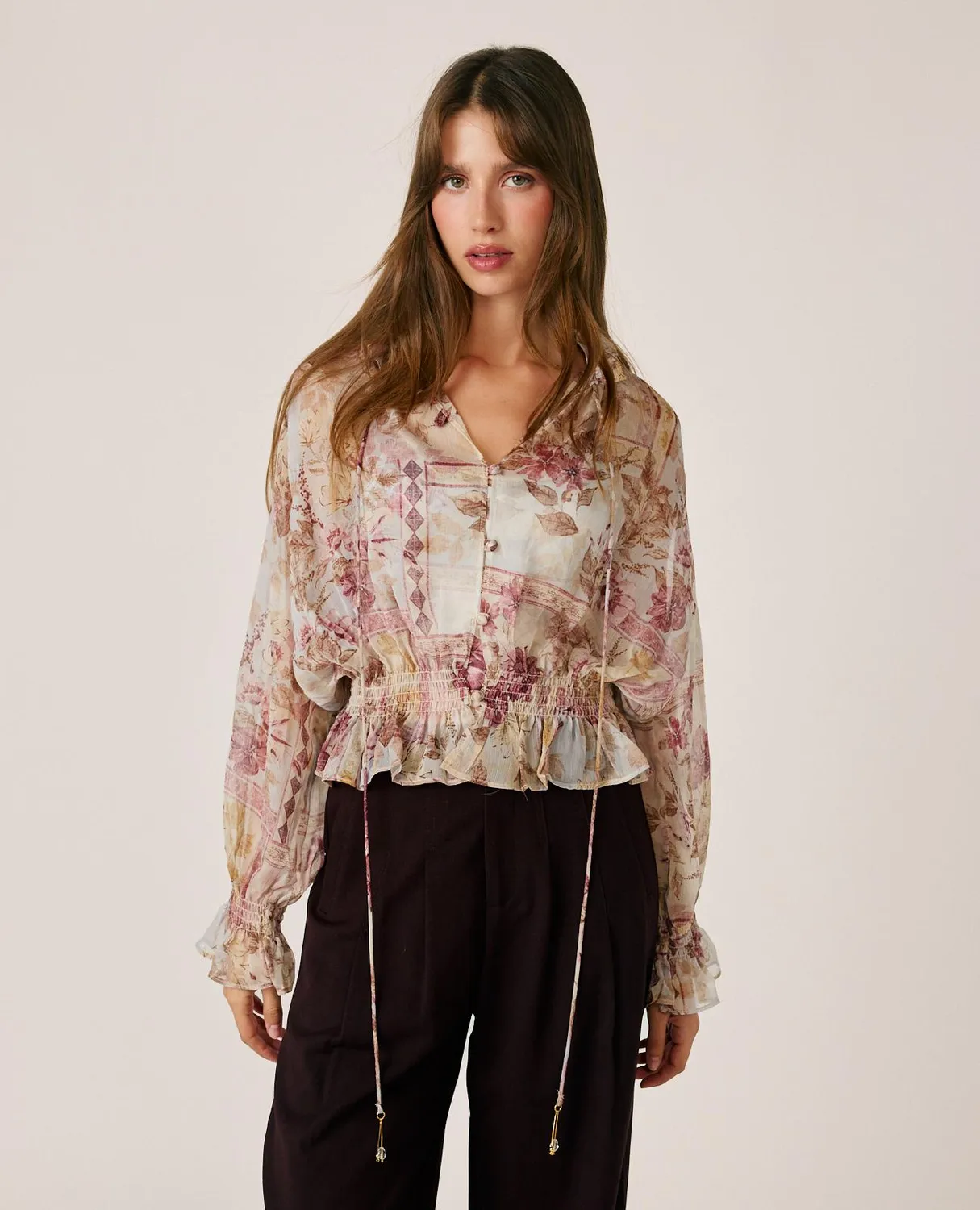 Alma en Pena I26CL0509 blouse rose floral gaze