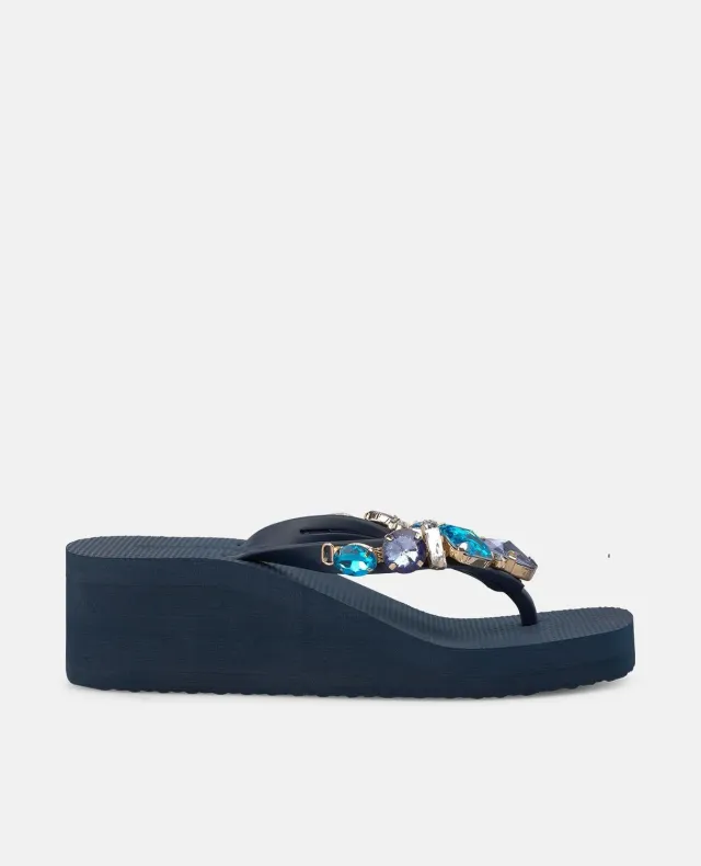Alma en Pena V269010 tongs plateforme bleues 5,5 cm