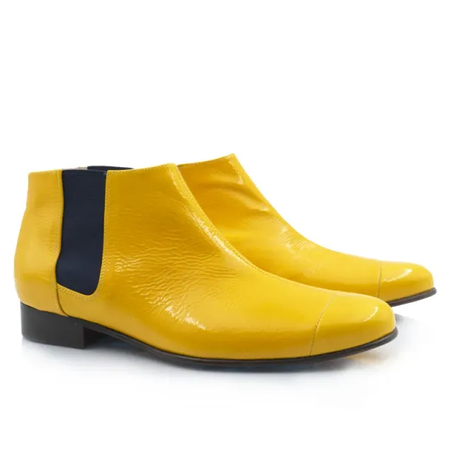 Bégum Paris Lucrèce vogue bottines vernies jaune talon 2 cm