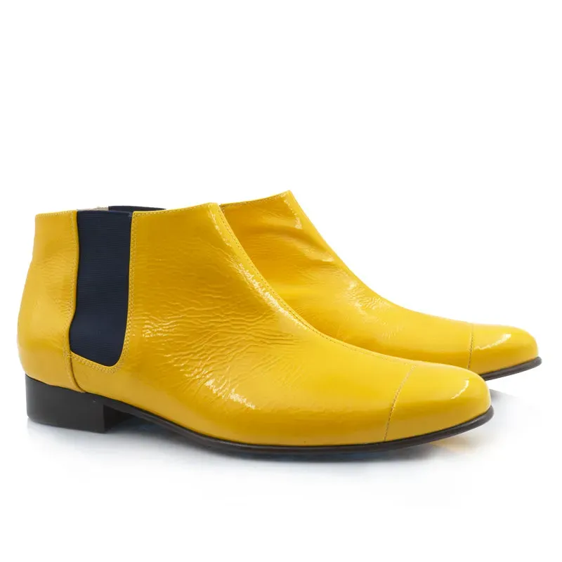 Bégum Paris Lucrèce vogue bottines vernies jaune talon 2 cm