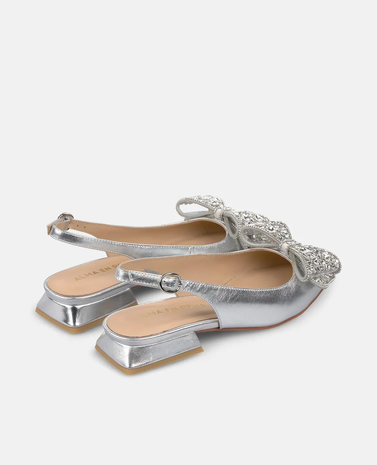 Alma en Pena V250495 ballerine argentée nœud strass
