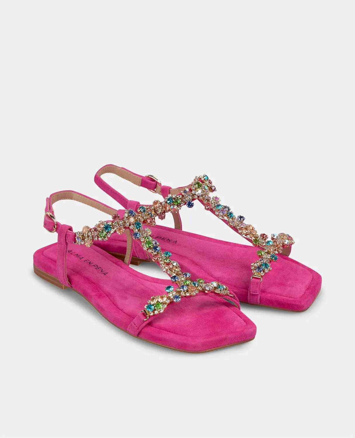 Alma en Pena V251969 sandales fuchsia fleurs plates 1 cm