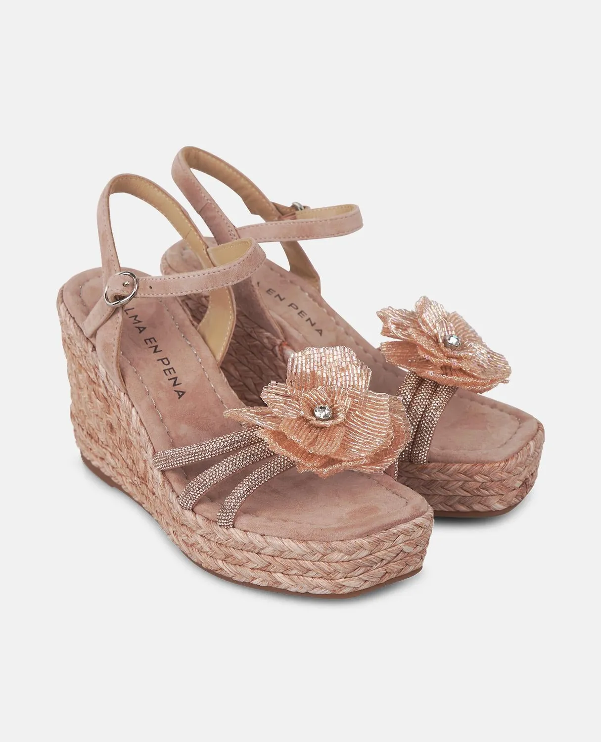 Alma en Pena V251287 compensées rose fleur strass