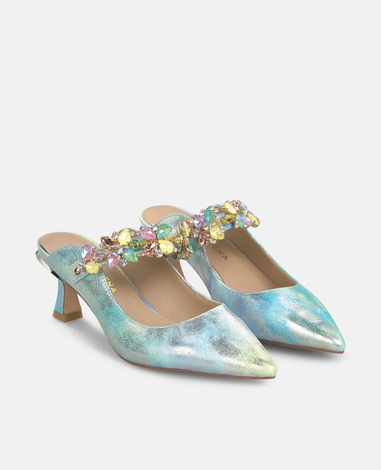 Alma en Pena V262204 mules bleu à strass
