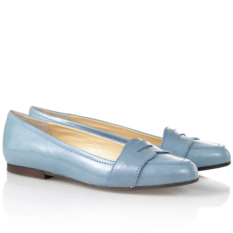 Bégum Paris Boston mocassins vernis bleu vif talon 1 cm