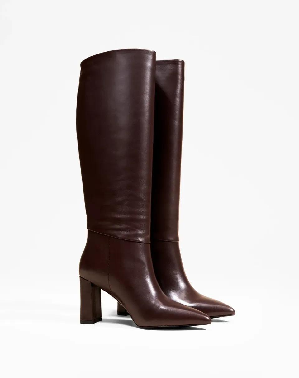 Mi/Mai Tracey Chocolate Calf bottes cuir chocolat talon large