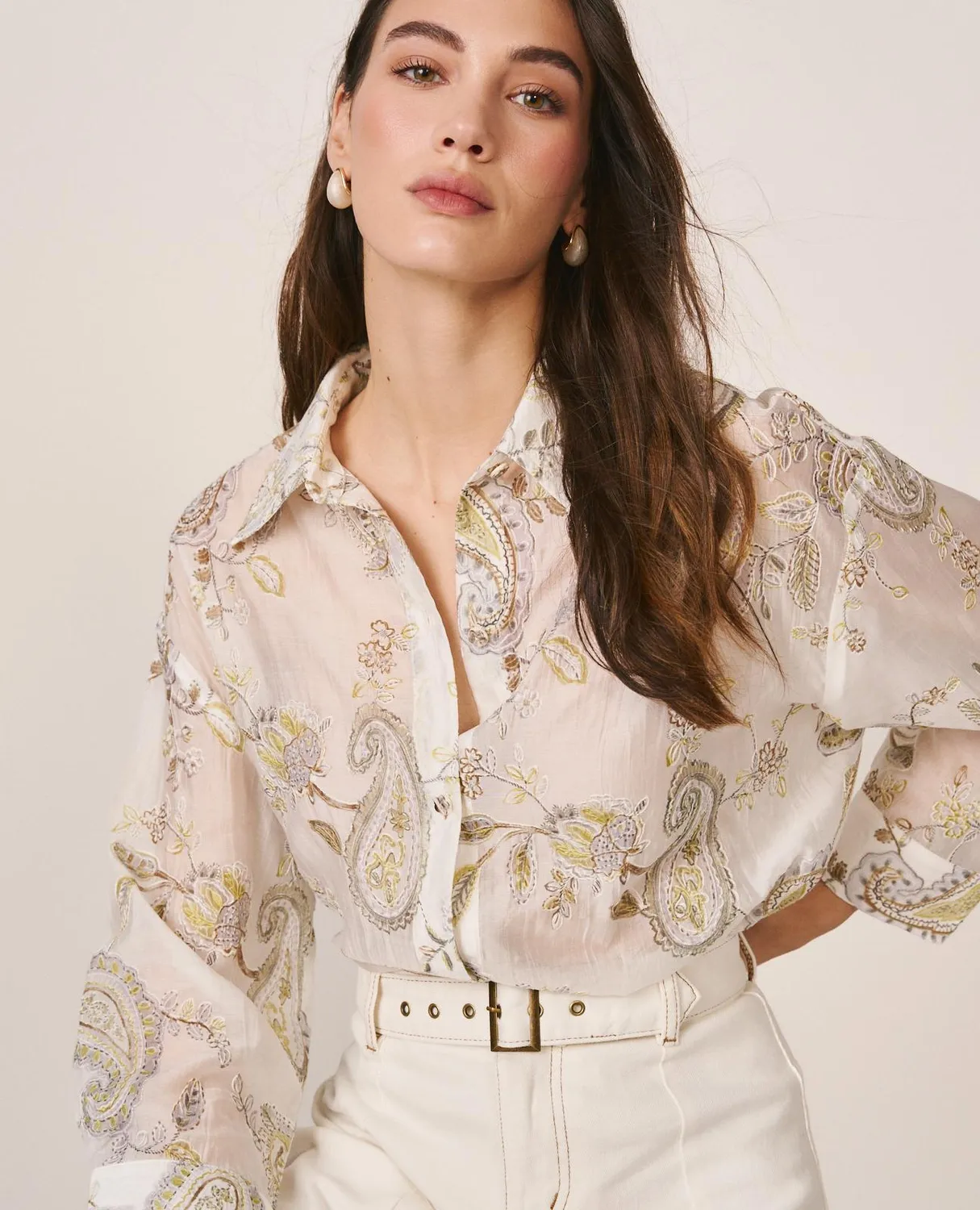 Alma en Pena V26CL0410 chemise blanche brodée Tencel