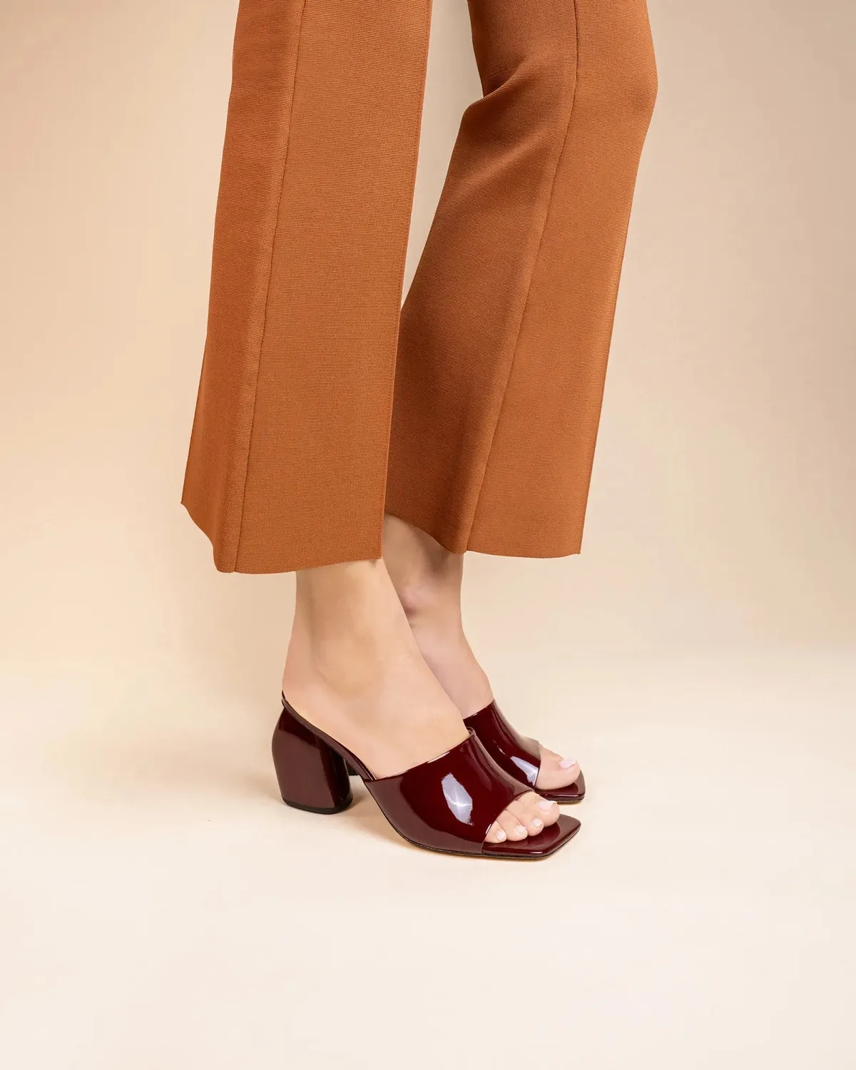 Mi/Mai Gemma High mules bordeaux verni talon 8 cm