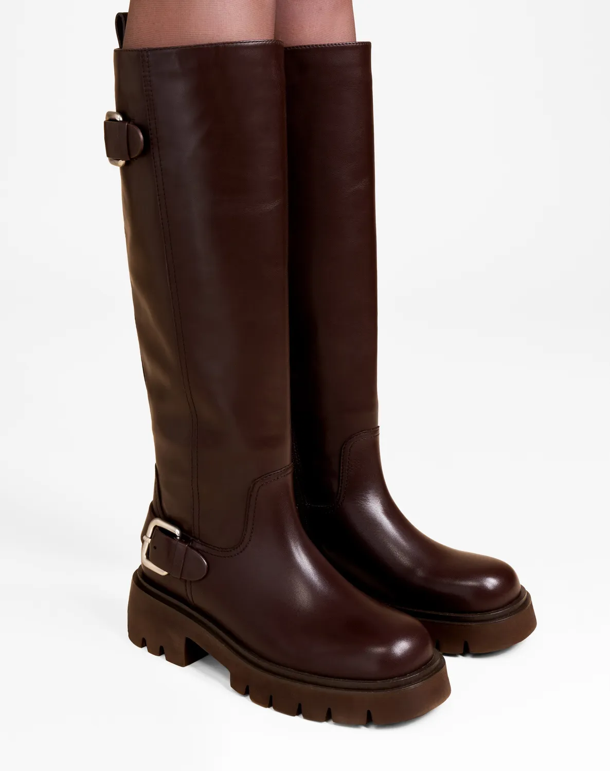 Mi/Mai Herpen Chocolate bottes chunky cuir