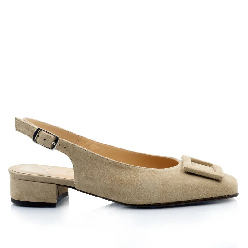 Bégum Paris Jackie escarpins slingback chèvre velours 2 cm