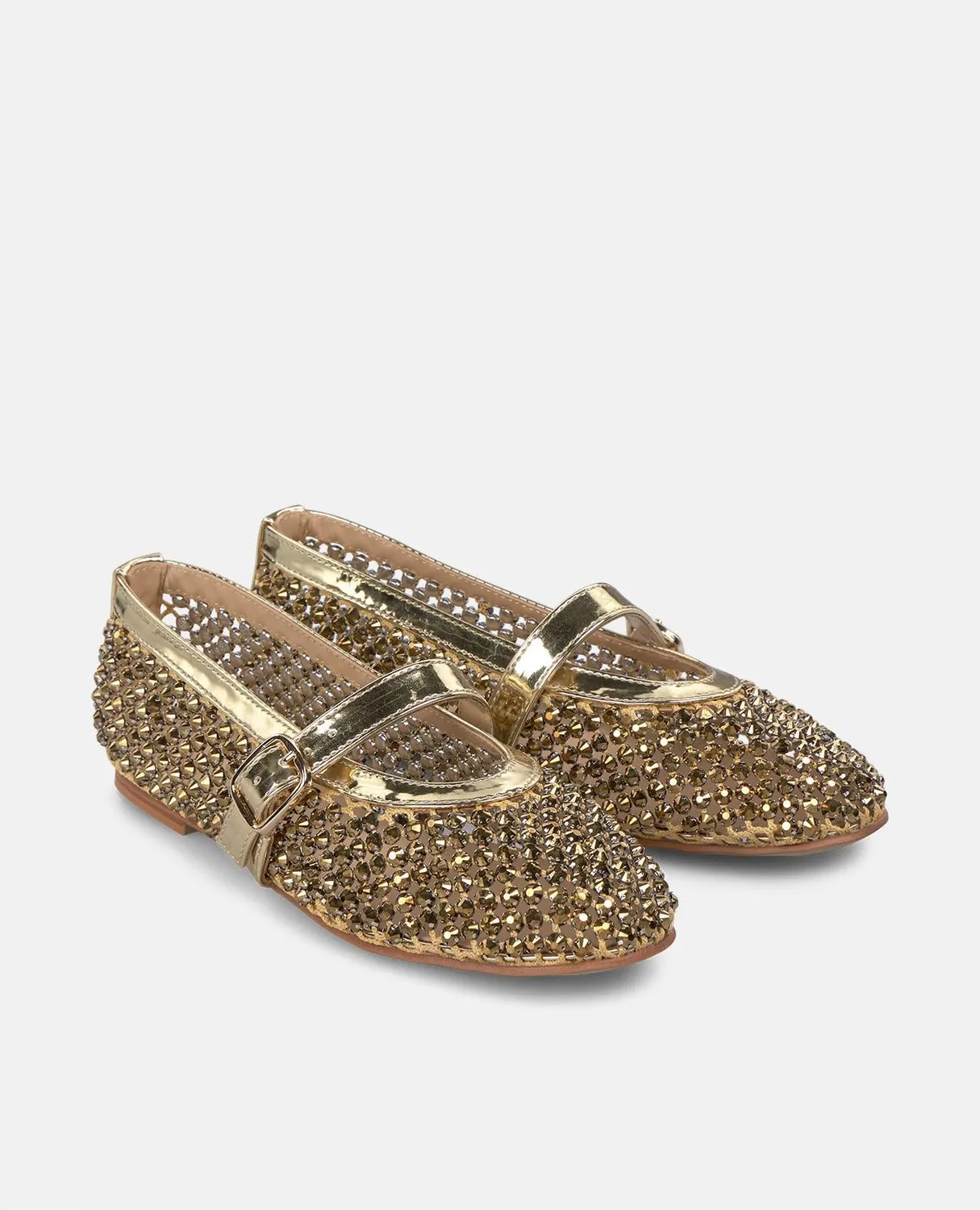 Alma en Pena V250546 ballerines doré strass boucle