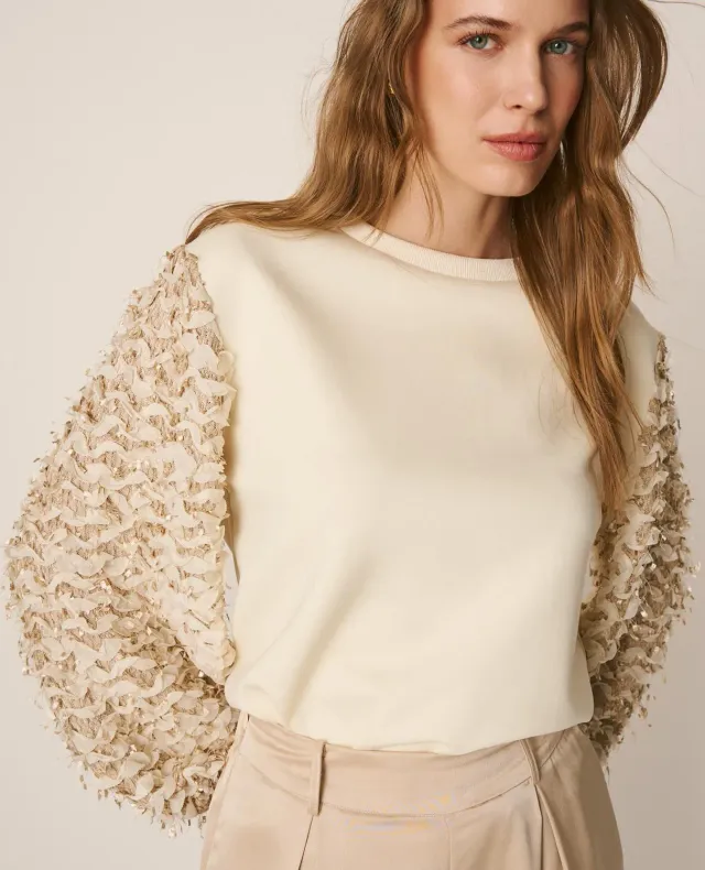 Alma en Pena V26CL0900 sweat blanc manches bouffantes