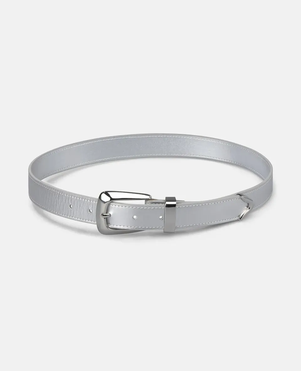 Alma en Pena V26CT017 ceinture cuir argenté 3 cm
