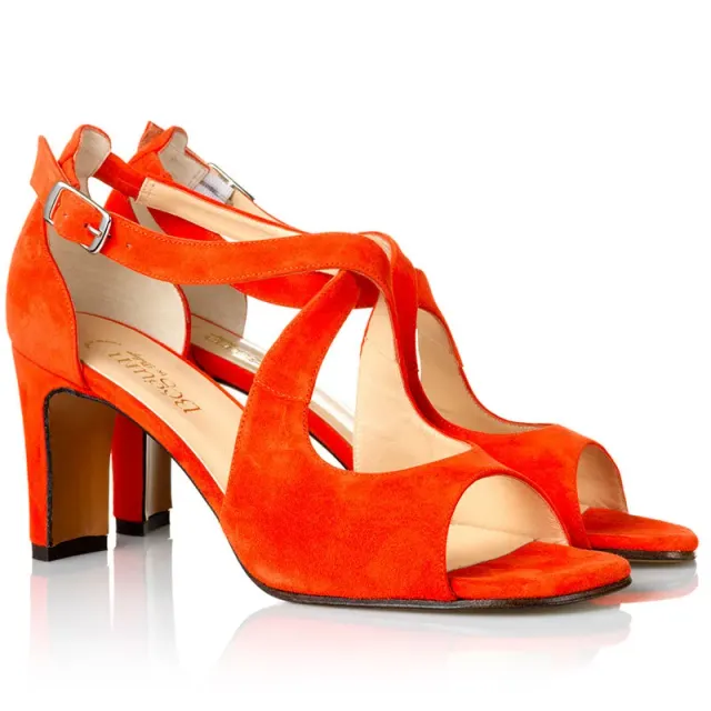 Bégum Paris Athènes coquelicot sandales velours talon 7 cm