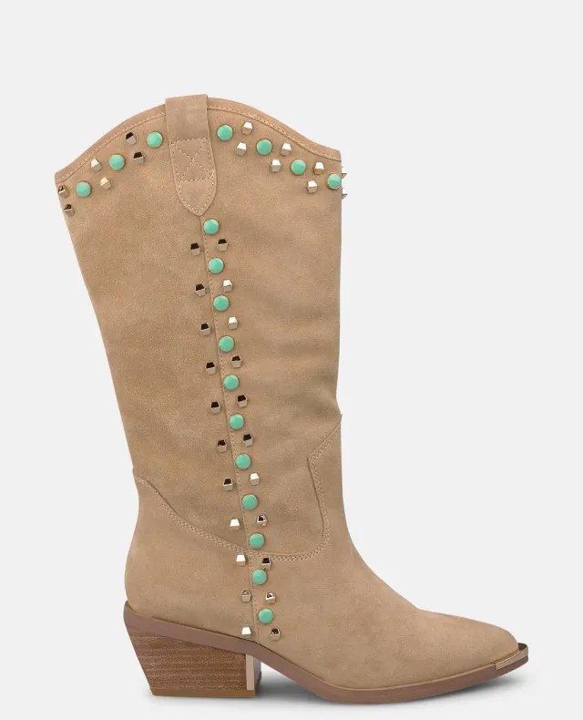 Alma en Pena I260557 bottes cowboy sable clous strass