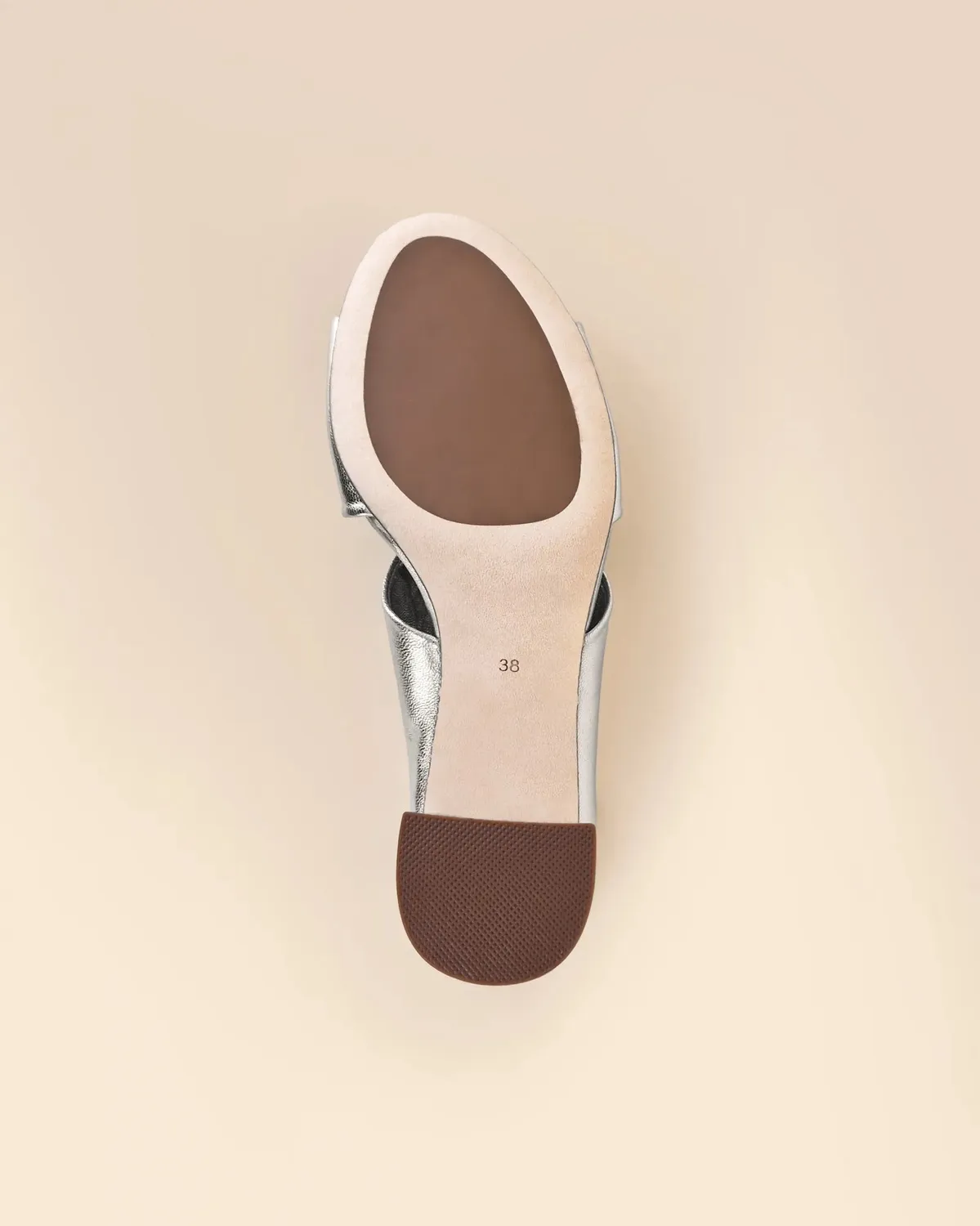Mi/Mai Daria Silver mule argent cuir agneau talon bas