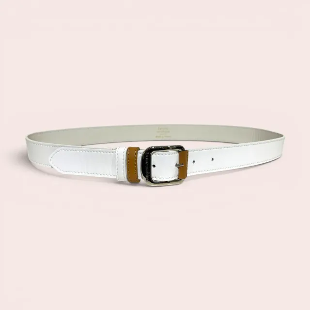 Karine Arabian Ortiz ceinture cuir verni blanc serpent